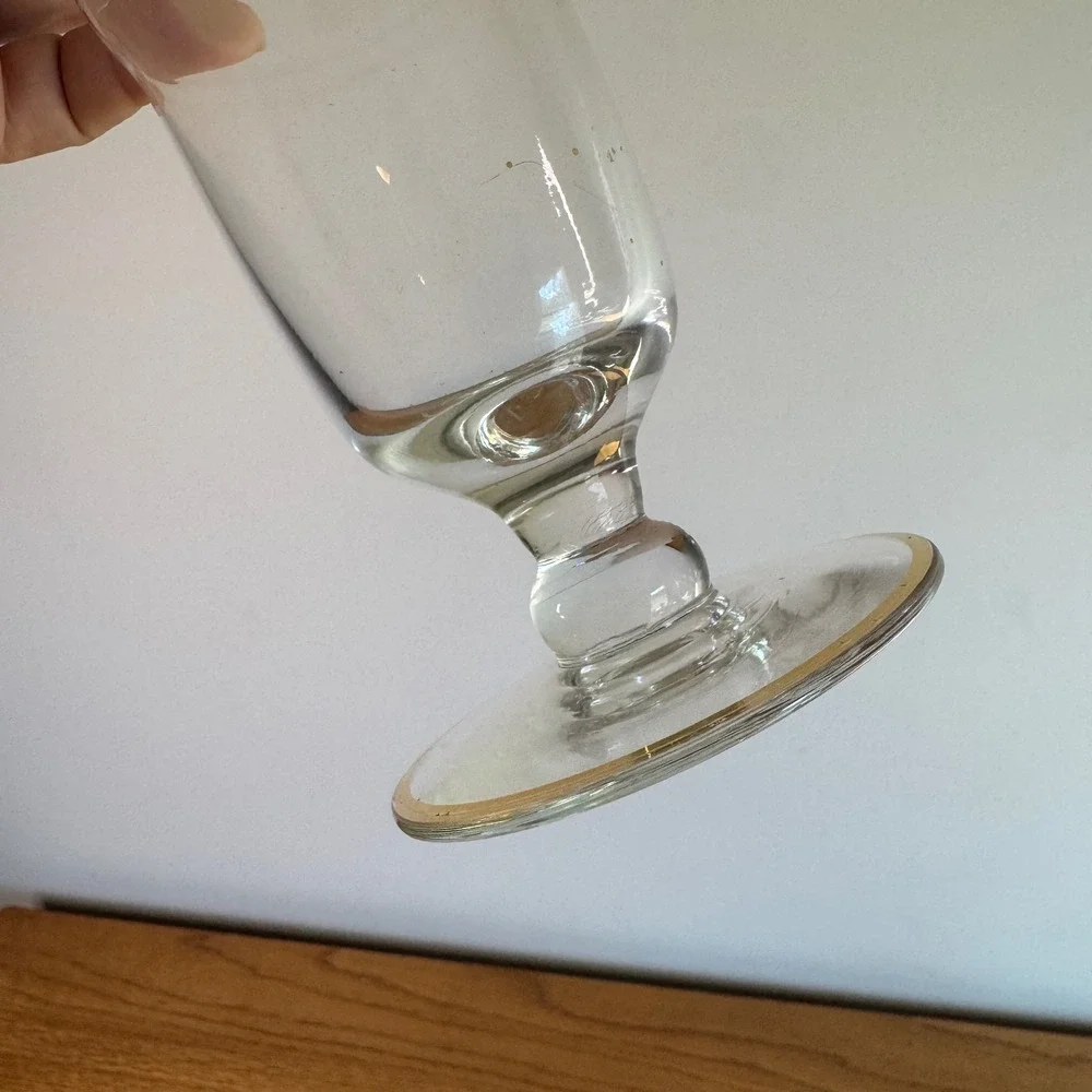 Elegant Clear Glass Vase Gold Rim Accent Flower Display 10 Inches‎